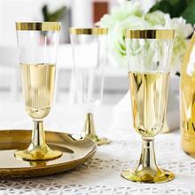Plastique transparent incassable <span class=keywords><strong>de</strong></span> luxe pour flûtes à <span class=keywords><strong>champagne</strong></span> Base <span class=keywords><strong>de</strong></span> jante dorée Passe au lave-vaisselle Conception empilable Mariages Fêtes Événements - Product Image 3