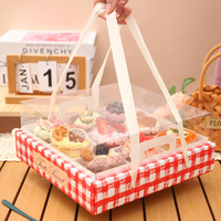 Boîte à collation jetable en papier rose, 9 compartiments, idéale pour l'emballage de fruits, desserts et cupcakes