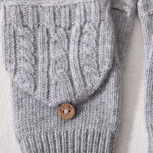 Gants en <span class=keywords><strong>laine</strong></span> tricotés à demi-doigts en gros, mitaines chaudes à revers pour les doigts, mitaines en côtes, gants en cachemire doux personnalisés de luxe pour femmes, gants d'hiver - Product Image 4
