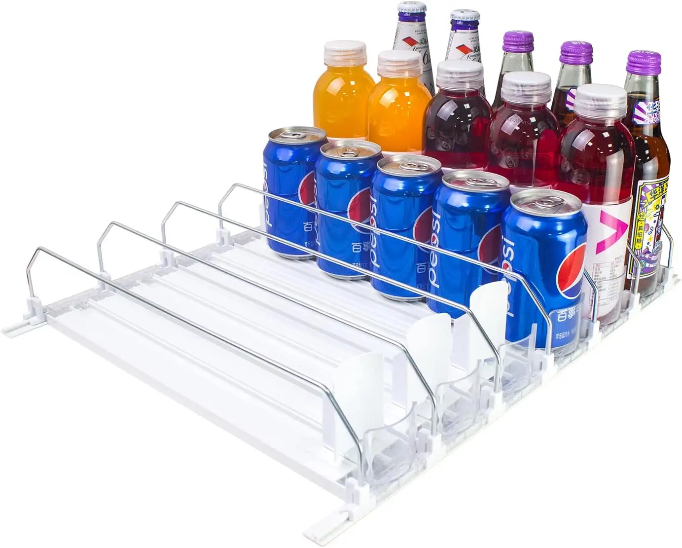 Organisateur de soda de style moderne pour réfrigérateur Distributeur de canettes de réfrigérateur de vente chaude Support de canettes de soda facile à utiliser