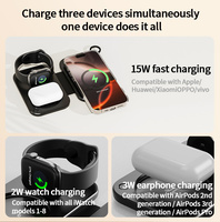 Support de Charge Magnétique Sans Fil Pliable Portable 3-en-1 pour iPhone 17 16 15 14 13 Pro Max, Montre et Écouteurs