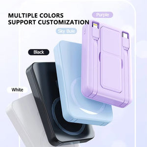 Магнитный внешний аккумулятор с настраиваемым логотипом, 10000 мАч, быстрая зарядка, 2 встроенных кабеля и держателя, Powerbank KC UL CCC Power Banks - Product Image 4