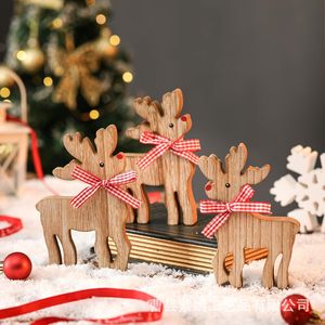 Wooden Christmas Reindeer <b>Decorations</b> Natural Finish Desktop Ornament For Living Room <b>Winter</b> Craft Gift - Product Image 1