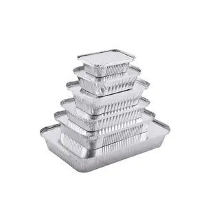 Manufacturer Customized Disposable Food Grade Aluminum Foil Container With Cover 250ml 450ml 750ml 900ml