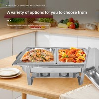 Chauffe-Plat Commercial en Acier Inoxydable, Réchaud Pliant 9L pour Buffet, Hôtel, Restaurant, Traiteur, Plat de Service Chaud