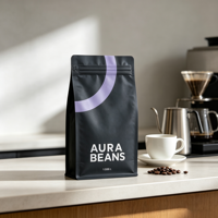 Sachet de café personnalisé de qualité alimentaire 500g, pochette refermable en aluminium avec valve de dégazage, résistant à l'humidité