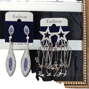 Mode strass 925 boucles d'oreilles en argent Sterling vendeur boucle d'oreille plaqué or personnalisé n'importe quel nom surdimensionné Hippie bijoux boucles d'oreilles - Product Image 5