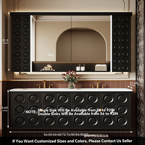 Meuble <span class=keywords><strong>de</strong></span> salle <span class=keywords><strong>de</strong></span> bain <span class=keywords><strong>de</strong></span> style rétro français résistant à l'eau, armoire en bois massif, miroir intelligent, rangement, fermeture douce <span class=keywords><strong>de</strong></span> qualité supérieure, villa, hôtel - Product Image 6
