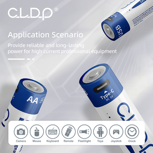 Мощные перезаряжаемые батарейки Double AA CLDP <span class=keywords><strong>Zn</strong></span>-<span class=keywords><strong>Ni</strong></span> 1.6V USB, 4 шт. в упаковке, для фонарика - Product Image 4