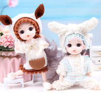 Mini Poupée 17cm Articulée, Jouet pour Enfants Filles, Jolie Poupée Fée DIY aux Grands Yeux 3D avec Vêtements, Ensemble de Poupée à Habiller pour Filles