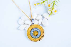 Collana Amuleto in Acciaio al Titanio con Ciondolo a Nove Palazzi e Dodici Segni Zodiacali, Vendita Diretta dalla Fabbrica, Articoli Religiosi, Articolo di Grande Successo - Product Image 4