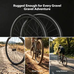 Jeu de roues TOSEEK Carbon Gravel 700c, profondeur 38/50 mm, compatible tubeless, clincher, frein à disque Center Lock, axe traversant, pour vélo de gravel, OEM - Product Image 5