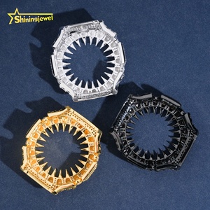 <span class=keywords><strong>Montre</strong></span> Hip Hop de luxe en argent 925, sertie de moissanite noire, avec boîtier et lunette style griffes GA2100 - Product Image 3