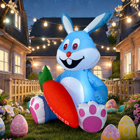 Décoration gonflable de Pâques en plein air, lapin et carotte gonflables de 5 pieds avec lumières LED, décoration de lieu de fête