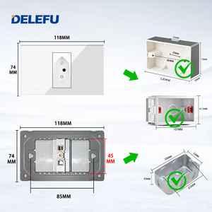 <span class=keywords><strong>Panel</strong></span> de vidrio templado DELEFU 10A 20A Single Brasil Standard 118*72m Enchufe de pared Blanco Negro Oro Gris - Product Image 5