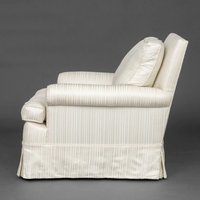 Fauteuil individuel rembourré à jupe, style moderne, avec housse en lin, pour salon et chambre, meuble d'appoint