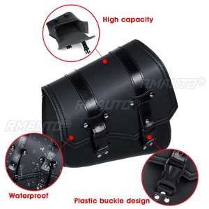 Motorcycle Saddlebags Side Tool Bag Luggage Storage Saddle Bag Pouch PU Leather Black Universal for Honda/Yamaha/Suzuki - Product Image 2