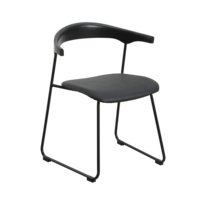Chaise nordique tapissée en métal bon marché avec dossier en bois massif chaise de salle à manger de jambe de traîneau pour restaurant