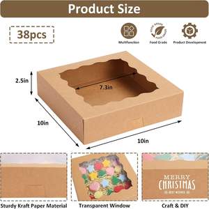 9x9インチ<span class=keywords><strong>2</strong></span>.5INCHトリートボックスパイスマカロンズナッツマフィンとチーズケーキ用のウィンドウオートポップアップクラフト付きベーカリーボックス - Product Image 2