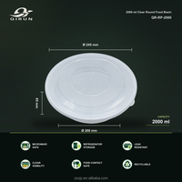 Conteneur alimentaire rond en PP de 2000 ml avec couvercle Blanc/Transparent Recyclable Compatible micro-ondes Anti-fuite Sans BPA