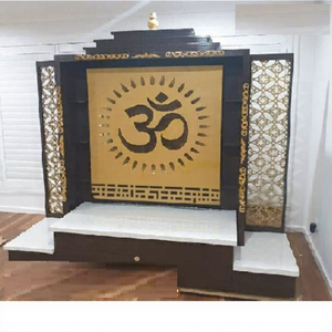 Trendy Teak Wooden Temple With OM Design Customized Wooden Cabinet Designer <b>Mandir</b> Teak Wooden Pooja <b>Mandir</b> for Home Sydney - Product Image 1