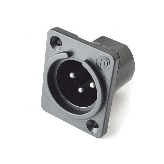 XLR 3 Pin Microphone Plug Connector Male Jack 180 Degree Panel XLR Connector