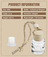 Diffuseur de voiture suspendu en verre transparent avec bouchon en bois, sérigraphie, 10 ml, pour parfums et huiles essentielles