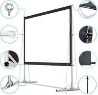 Écran de projection portable XJK 120 150 300 pouces, pliage rapide, utilisé en extérieur avec tissu de projection avant et arrière