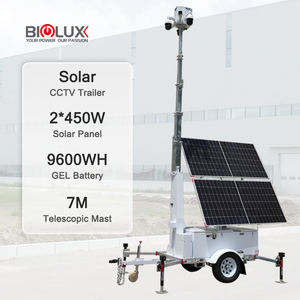 360 Derece Döner Mobil Güneş Enerjili CCTV Kamera Treyleri °   <span class=keywords><strong>PTZ</strong></span>, Çift 600W Panel, İnşaat ve Uzak Alanlar için Şebeke Dışı CCTV Sistemi - Product Image 1