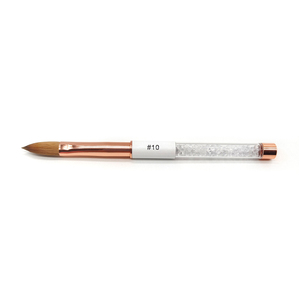 Pinceau à ongles en acrylique 100% Kolinsky Sable avec manche diamanté blanc doré, logo OEM pour ongles en acrylique - Product Image 1