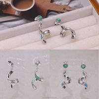 Boucles d'oreilles en argent sterling S925, argent antique, turquoise vintage, prix d'usine pour les commandes en gros