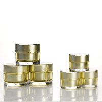 Pot en acrylique rond de 5g/10g couleur or, format mini, pour crème visage et crème contour des yeux, conteneur de voyage en plastique pour soins de la peau et baume à lèvres, avec couvercles à vis.