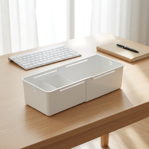 PP Rectangle Drawer <strong>Storage</strong> <strong>Box</strong> Retractable Adjustable Divider <strong>Stackable</strong> 1L Capacity for Kitchen Utensils Desktop Cosmetics - Product Image 1