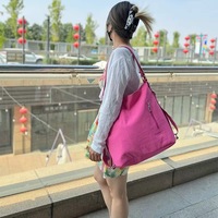 Tas Ransel Kasual Wanita Bahan Kain Cuci Personalisasi, Selempang Tunggal/Ganda, Tahan Air, Fitur Promosi, Warna Trendi, Bahan Nilon