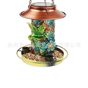 Solar <b>Iron</b> Bird Feeder With Led Light Hanging Vintage Style For Wild Birds Outdoor Garden Decor Quanzhou Made - Product Image 4