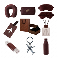 Ensemble cadeau de voyage d'affaires personnalisé avec accessoires sur le thème des compagnies aériennes