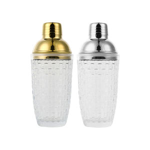 Shakers en verre étanches avec couvercle en acier métallique et passoire intégrée, shaker à <span class=keywords><strong>cocktail</strong></span> en verre à whisky de 380 ml, mélangeur à <span class=keywords><strong>cocktail</strong></span> - Product Image 2