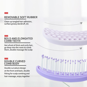 แปรงหวีผมแบบพับได้ ช่วยสางผมไม่พันกัน ซี่หวีกว้าง พกพาสะดวก ใช้ได้ทั้งแบบเปียกและแห้ง พร้อมแผ่นทำความสะอาดตัวเอง - Product Image 2