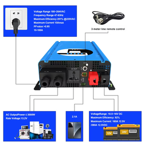 Offre Spéciale : Onduleur Hybride Bidirectionnel Portable 1000W DC 12V vers 110V/220V à Onde Sinusoïdale Pure avec Chargeur de Batterie 100A pour Usage Domestique - Product Image 4