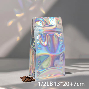 ถุงบรรจุภัณฑ์แบบมีซิปล็อคสำหรับกาแฟ  วัสดุเคลือบผิวเกรดอาหาร  ฐานแบน  ฟิล์มโฮโลแกรมเลเซอร์  ปิดผนึกแปดด้าน - Product Image 4