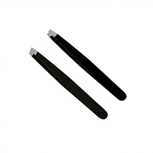 Pince à épiler pour sourcils en acier inoxydable, faite à la main, écologique, moderne, avec pointes inclinées et sac de beauté, pour femmes, ASAP - Product Image 2