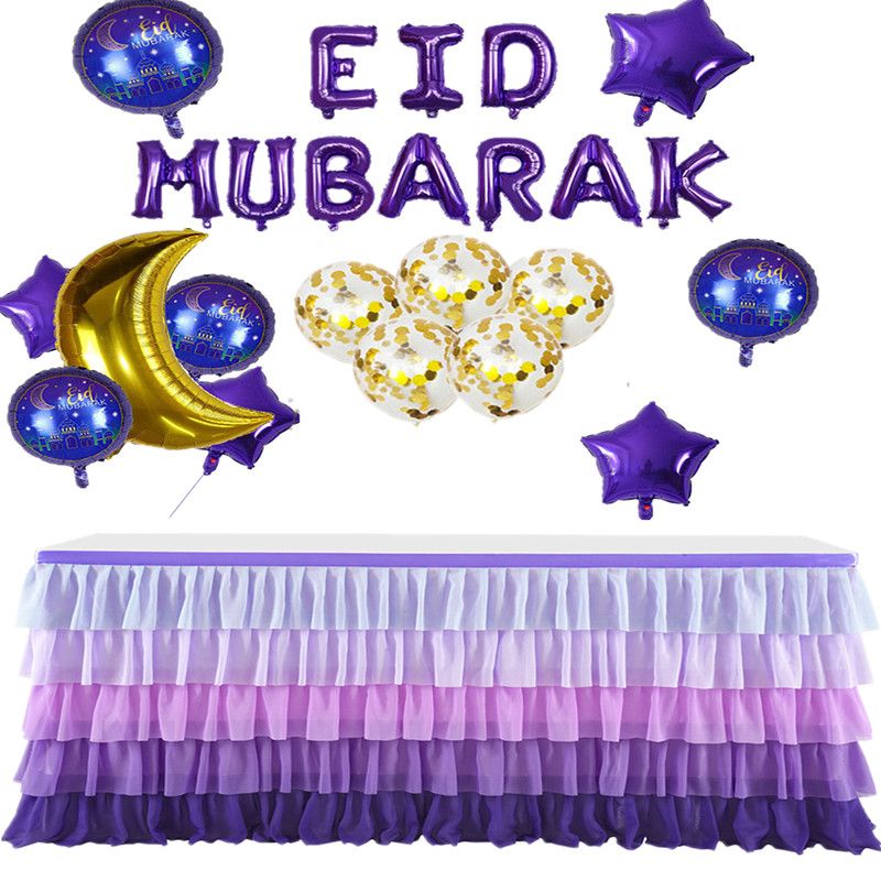 2021 Chiffon color matching table skirt 9FT purple ruffled table skirt party wedding birthday