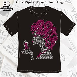 Tùy Chỉnh Màu Hồng Ribbon Hotfix Rhinestone Chuyển Thiết Kế Tùy Chỉnh Bling Slogan Flatback <span class=keywords><strong>Motif</strong></span> Cho T-Shirts - Product Image 5