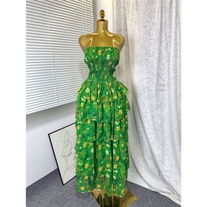 TKS Abito da donna verde senza spalline e senza maniche a balze, grazioso abbigliamento da spiaggia boutique, all'ingrosso, con vita naturale, in tessuto, <span class=keywords><strong>Collezione</strong></span> 2026 - Product Image 1