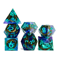 HS DICE DND – Nouveau style – Lot de dés polyédriques en résine à logo personnalisé, motif tentacule de pieuvre océanique, pour jeux de société Dungeons and Dragons (D&D)