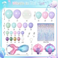 Kit d'arche de guirlande de ballons en forme de sirène, 142 pièces, ballons en aluminium brillants, couleurs pastel, franges coquillages, pour anniversaire, baby shower, thème océan