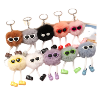 Porte-clés en peluche mignon et lumineux pour sacs à main et sacs à dos pour femmes, pendentif rond moelleux Kawaii durable, cadeau pour filles, accessoires de sac