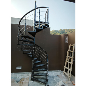 Utilisez l'escalier en colimaçon intérieur en acier et en bois, utilisez l'escalier en colimaçon intérieur avec balustrade en fer - Product Image 5
