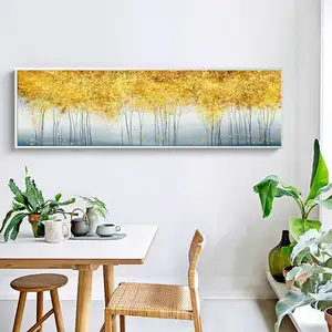 Pintura Da Lona Arte Golden Forrest Impressão Paisagem Árvore Pintura Da Lona Pictures e Prints Para Home Room Decor
