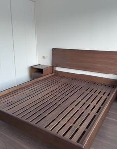 Bắc Âu rắn gỗ sồi Vua Giường hiện đại đơn giản hộp mùa xuân khung bền xây dựng phòng ngủ rắn khung giường 1.5m đồ nội thất nhà - Product Image 6